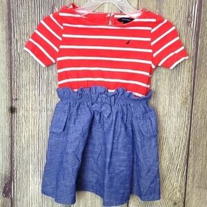 Baby Girls Nautica Denim Striped Dress Size 24M